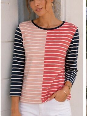 NWT English Factory Striped Colorblock Tee 3/4 Sleeve XL